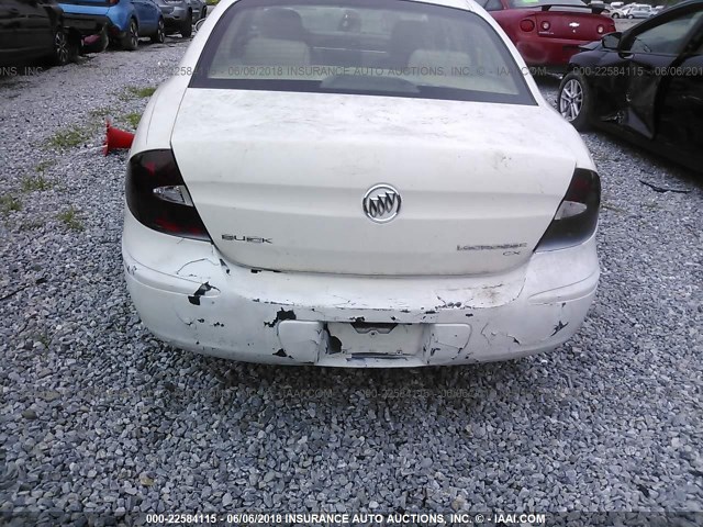 2G4WC552161242720 - 2006 BUICK LACROSSE CX WHITE photo 6