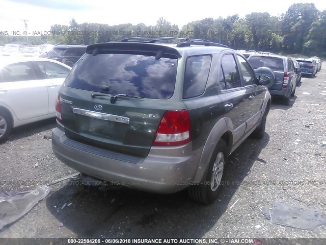 KNDJC733145236515 - 2004 KIA SORENTO EX/LX GREEN photo 4