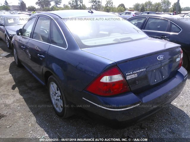 1FAHP24187G114042 - 2007 FORD FIVE HUNDRED SEL BLUE photo 3