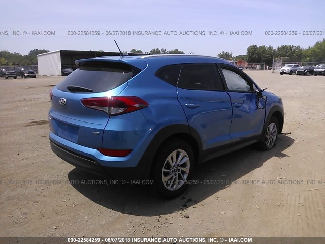 KM8J3CA45GU157374 - 2016 HYUNDAI TUCSON LIMITED/SPORT AND ECO/SE BLUE photo 4