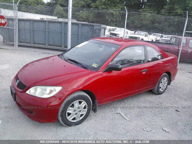 1HGEM21195L013690 - 2005 HONDA CIVIC DX VP RED photo 2