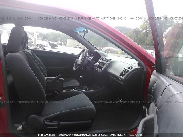 1HGEM21195L013690 - 2005 HONDA CIVIC DX VP RED photo 5