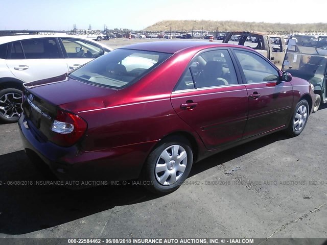 JTDBE32K020091364 - 2002 TOYOTA CAMRY LE/XLE/SE წითელი ფოტო 4