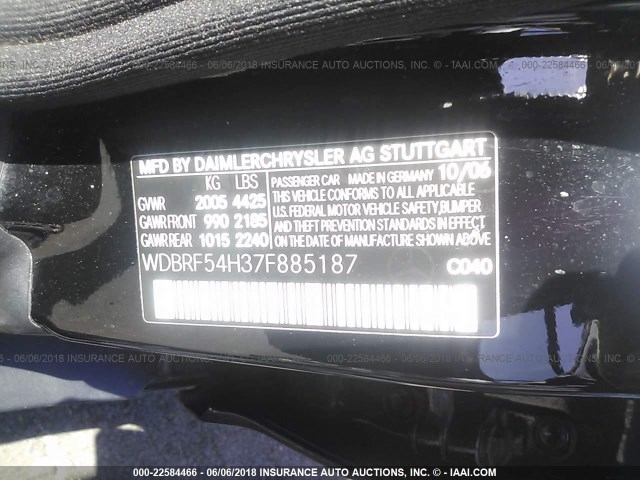 WDBRF54H37F885187 - 2007 MERCEDES-BENZ C 280 BLACK photo 9