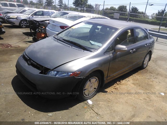 JHMFA36276S025426 - 2006 HONDA CIVIC HYBRID GRAY photo 2