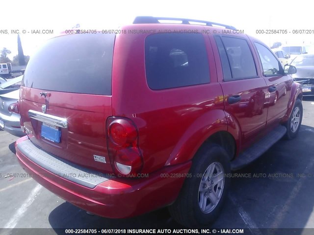 1D4HB48D65F553447 - 2005 DODGE DURANGO SLT RED photo 4