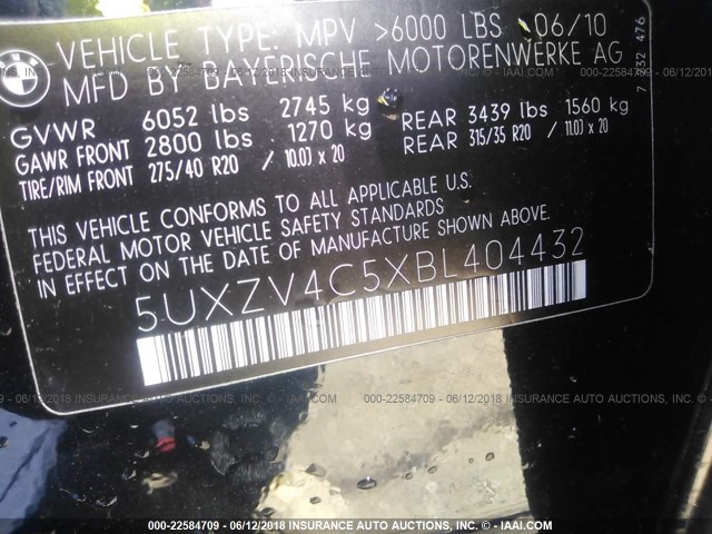 5UXZV4C5XBL404432 - 2011 BMW X5 XDRIVE35I Qara foto 9