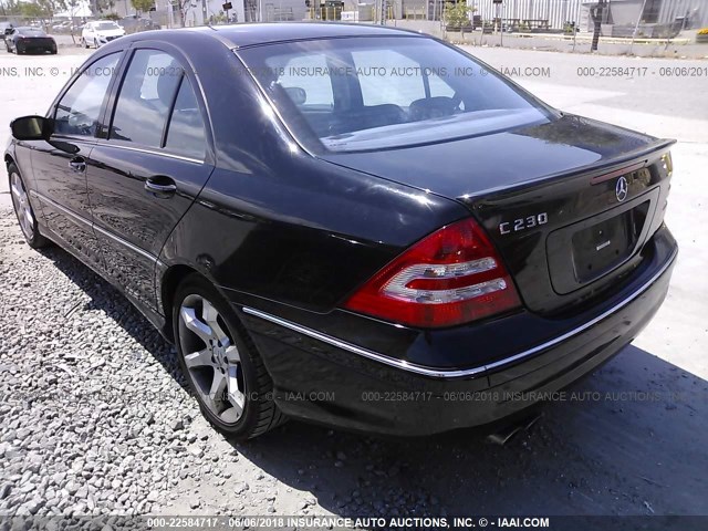 WDBRF52H77A936190 - 2007 MERCEDES-BENZ C 230 BLACK photo 3