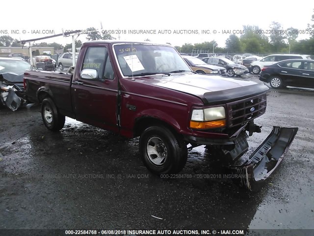 1FTDF15YXPNA81042 - 1993 FORD F150 RED photo 1