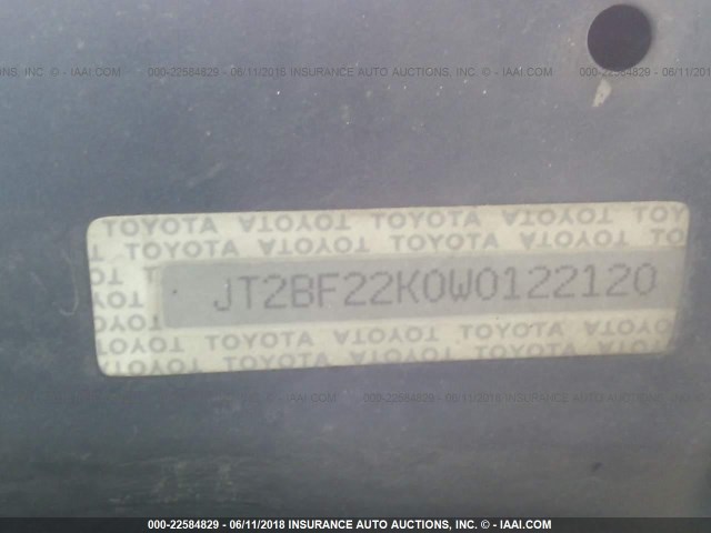 JT2BF22K0W0122120 - 1998 TOYOTA CAMRY CE/LE/XLE GREEN photo 9