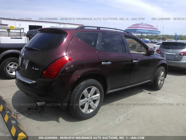 JN8AZ08WX7W637508 - 2007 NISSAN MURANO SL/SE/S RED photo 4