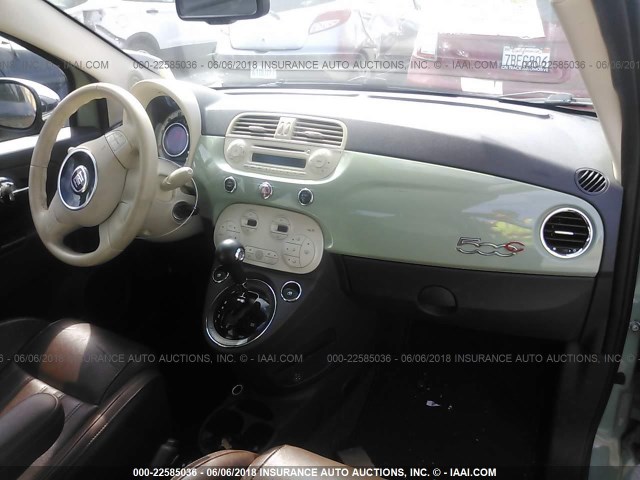 3C3CFFER9DT693282 - 2013 FIAT 500 LOUNGE GREEN photo 5