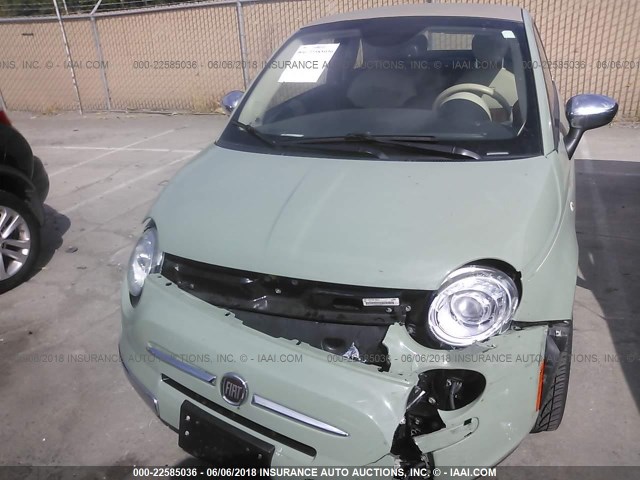 3C3CFFER9DT693282 - 2013 FIAT 500 LOUNGE GREEN photo 6