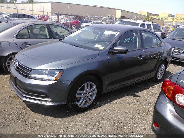 3VW2B7AJ8JM242047 - 2018 VOLKSWAGEN JETTA S GRAY photo 2