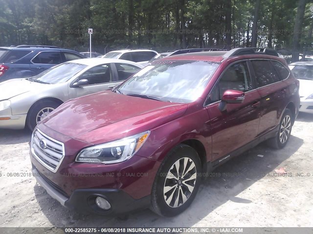 4S4BSANC5H3372211 - 2017 SUBARU OUTBACK 2.5I LIMITED RED photo 2