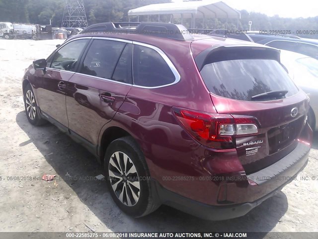 4S4BSANC5H3372211 - 2017 SUBARU OUTBACK 2.5I LIMITED RED photo 3