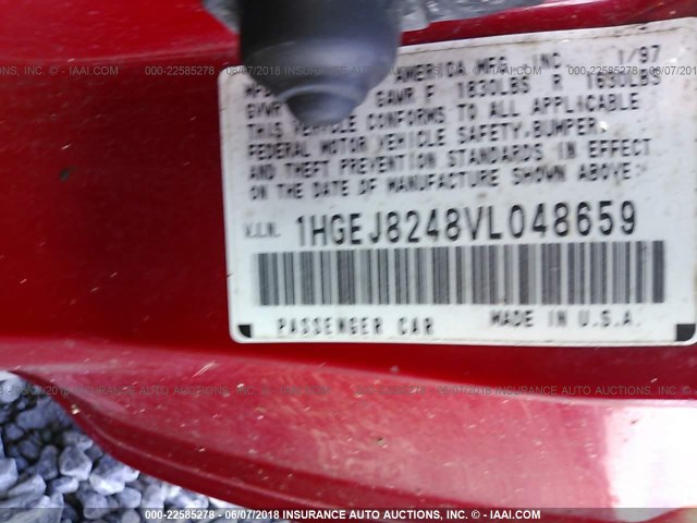 1HGEJ8248VL048659 - 1997 HONDA CIVIC EX RED photo 9