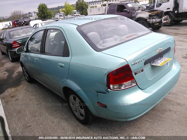 KL1TD52655B300409 - 2005 CHEVROLET AVEO LS TURQUOISE photo 3