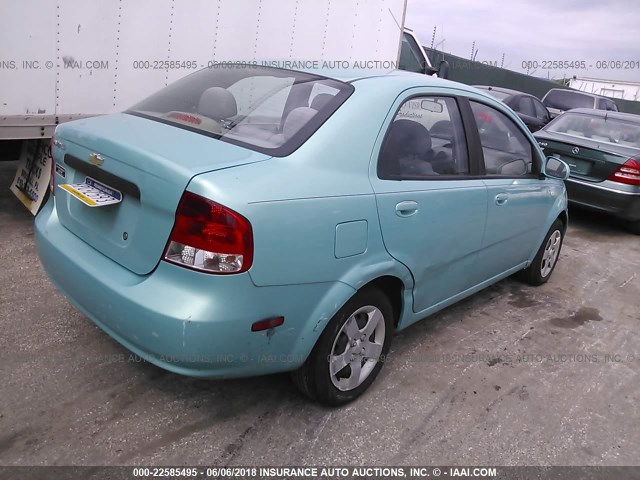 KL1TD52655B300409 - 2005 CHEVROLET AVEO LS TURQUOISE photo 4