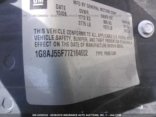 1G8AJ55F77Z164602 - 2007 SATURN ION LEVEL 2 Tünd qırmızı foto 9