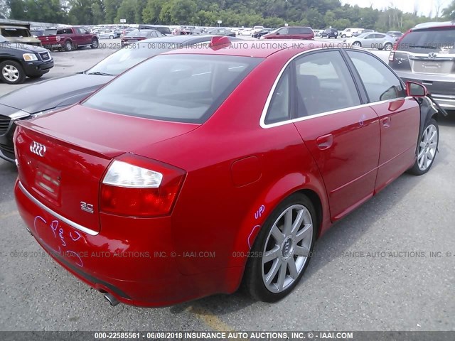 WAULT68E04A096233 - 2004 AUDI A4 3.0 QUATTRO RED photo 4