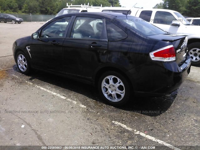 1FAHP35N18W169608 - 2008 FORD FOCUS SE/SEL/SES BLACK photo 3