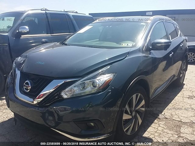 5N1AZ2MH0FN229582 - 2015 NISSAN MURANO S/SL/SV/PLATINUM BLUE photo 2