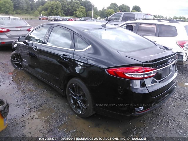 3FA6P0LU2JR132074 - 2018 FORD FUSION SE HYBRID BLACK photo 3