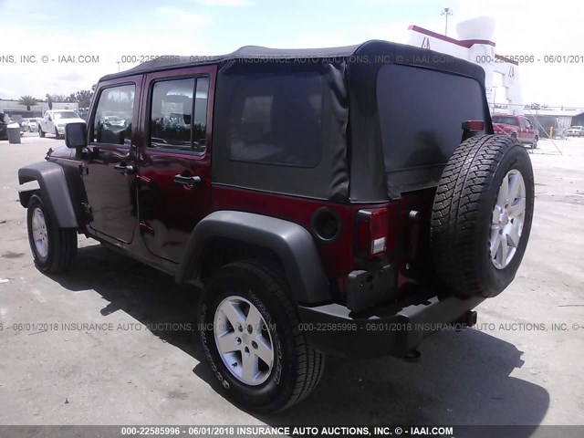 1J4BA3H17BL523922 - 2011 JEEP WRANGLER UNLIMITE SPORT BURGUNDY photo 3