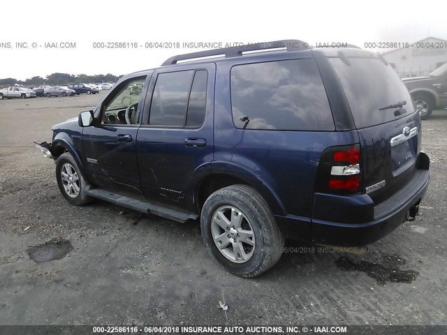 1FMEU63E68UA97645 - 2008 FORD EXPLORER XLT BLUE photo 3