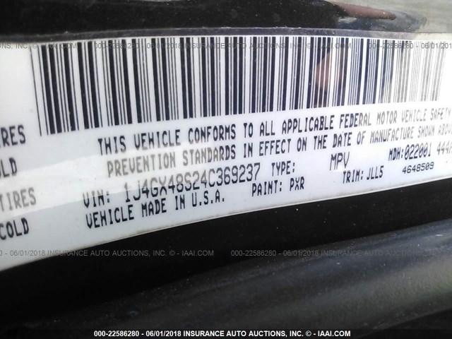 1J4GX48S24C369237 - 2004 JEEP GRAND CHEROKEE LAREDO/COLUMBIA/FREEDOM 黑色 照片 9