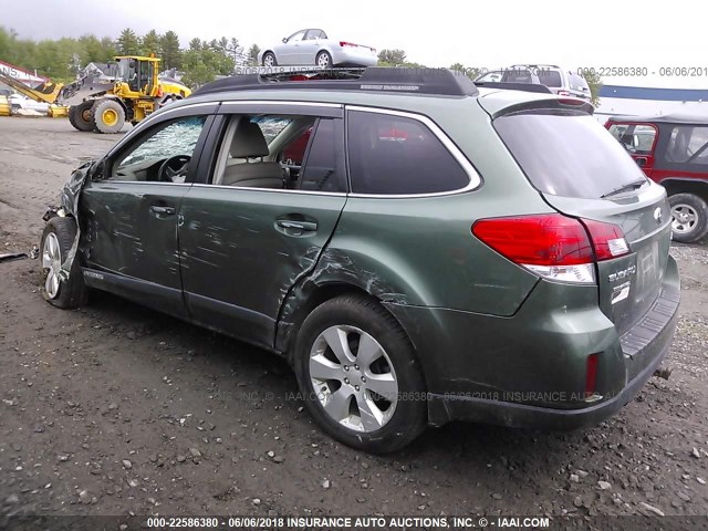 4S4BRBCCXB3330824 - 2011 SUBARU OUTBACK 2.5I PREMIUM GREEN photo 3