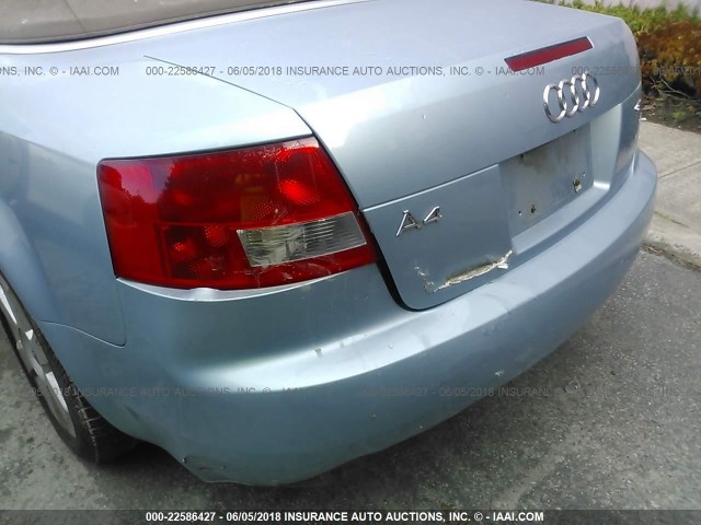 WAUAC48H95K008233 - 2005 AUDI A4 1.8 CABRIOLET BLUE photo 6