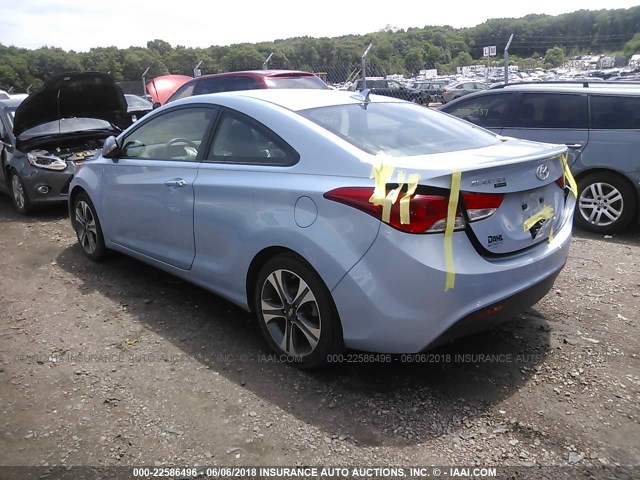 KMHDH6AE2DU005704 - 2013 HYUNDAI ELANTRA COUPE GS/SE BLUE photo 3