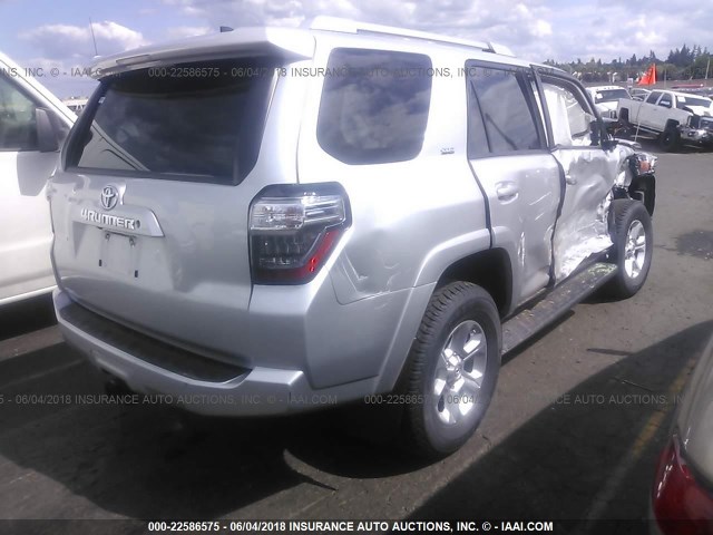 JTEBU5JR5H5450731 - 2017 TOYOTA 4RUNNER SR5 PREM/LTDL/TRAIL/TRD SILVER photo 4