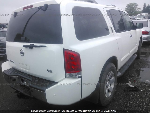 5N1AA08A85N704452 - 2005 NISSAN ARMADA SE/LE WHITE photo 4