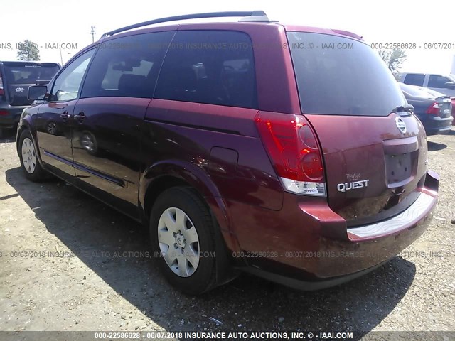 5N1BV28U95N136579 - 2005 NISSAN QUEST S/SE/SL RED photo 3