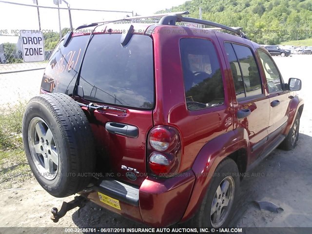 1J4GL38K05W644156 - 2005 JEEP LIBERTY RENEGADE RED photo 4