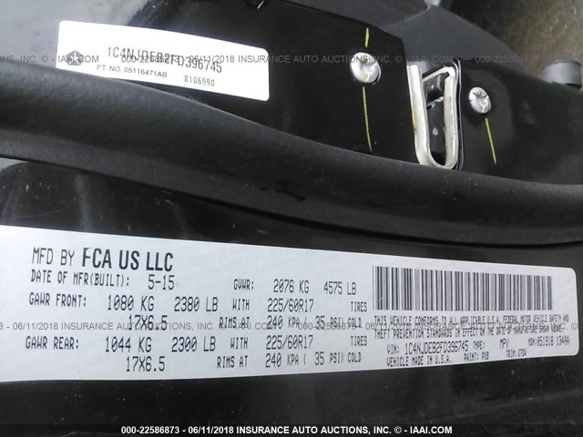 1C4NJDEB2FD396745 - 2015 JEEP COMPASS LATITUDE შავი ფოტო 9