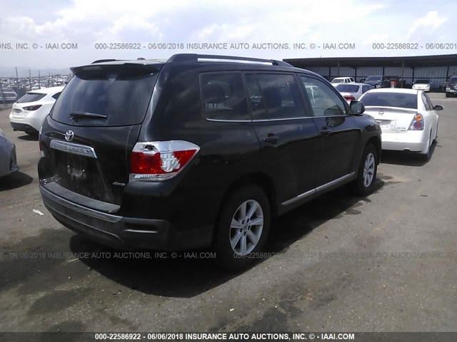 5TDBK3EH5CS171864 - 2012 TOYOTA HIGHLANDER SE BLACK photo 4