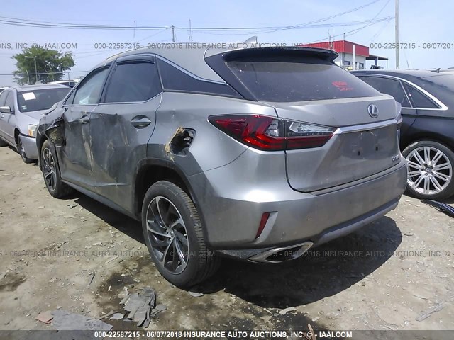 2T2ZZMCA7HC063618 - 2017 LEXUS RX 350/BASE/F SPORT GRAY photo 3