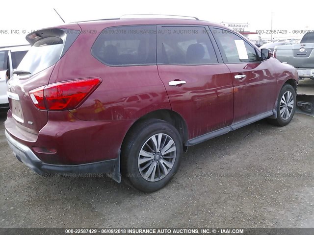 5N1DR2MM9HC683192 - 2017 NISSAN PATHFINDER S/SV/SL/PLATINUM 红色 照片 4