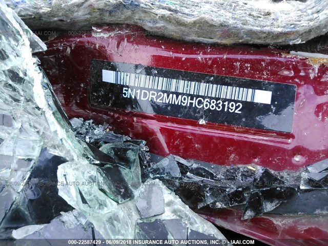 5N1DR2MM9HC683192 - 2017 NISSAN PATHFINDER S/SV/SL/PLATINUM 红色 照片 9