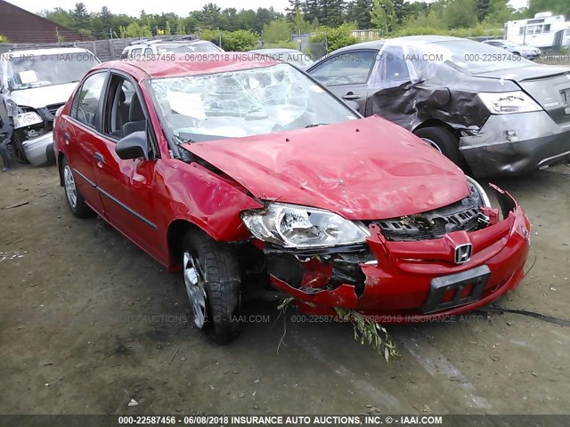 1HGES16355L021036 - 2005 HONDA CIVIC DX VP RED photo 1