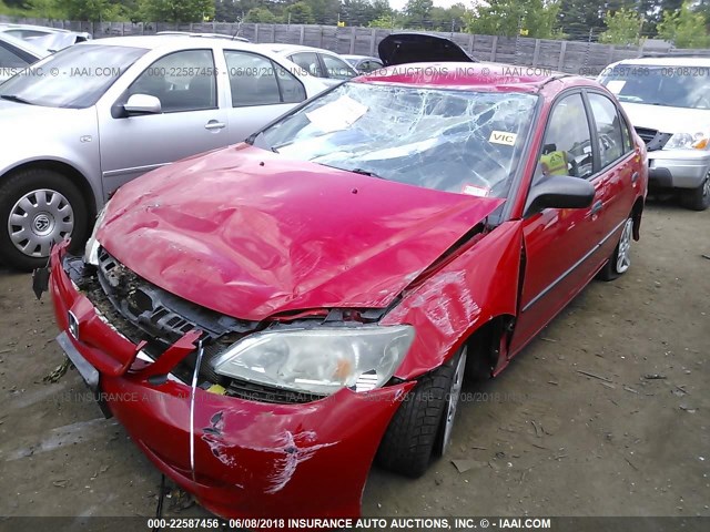 1HGES16355L021036 - 2005 HONDA CIVIC DX VP RED photo 2