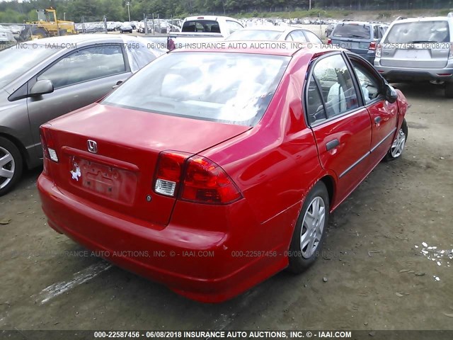 1HGES16355L021036 - 2005 HONDA CIVIC DX VP RED photo 4