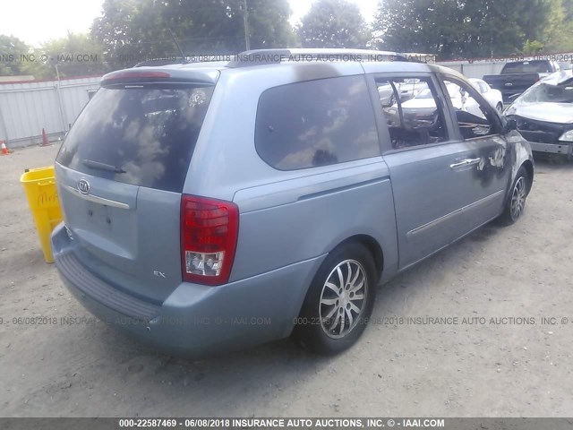 KNDMH4C7XB6397341 - 2011 KIA SEDONA EX TEAL photo 4