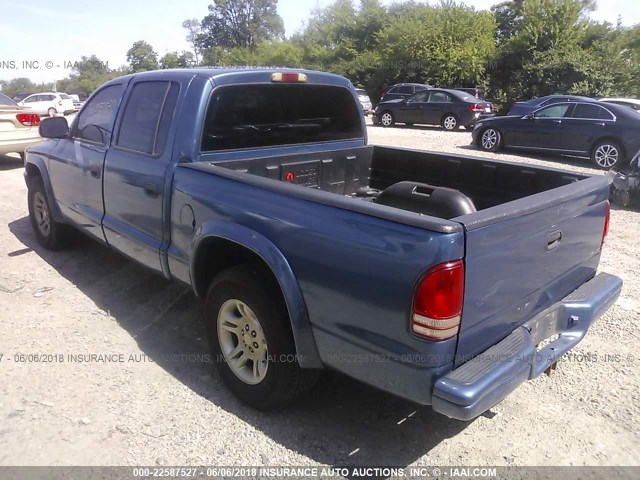 1D7HL38NX3S122424 - 2003 DODGE DAKOTA QUAD SPORT BLUE photo 3