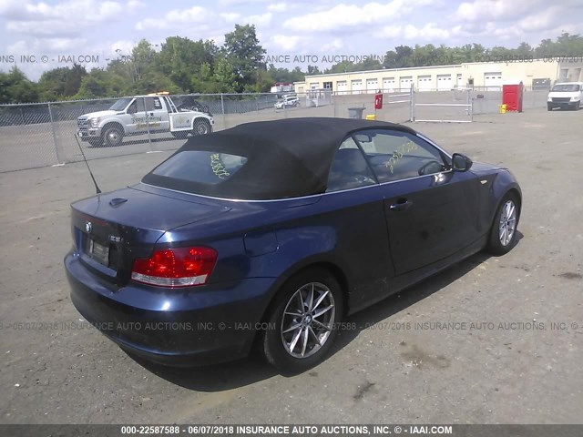 WBAUN1C53BVH82929 - 2011 BMW 128 I BLUE photo 4