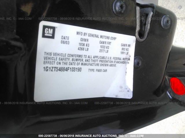 1G1ZT54884F103190 - 2004 CHEVROLET MALIBU LS 黑色 照片 9